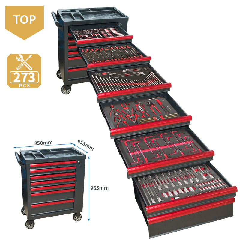 Tools Trolley For Workshop - 7-Schubladen-Werkzeugwagen mit 273-teiligem EVA-Schaumstoff-Werkzeugsatz, robuster Werkzeugschrank