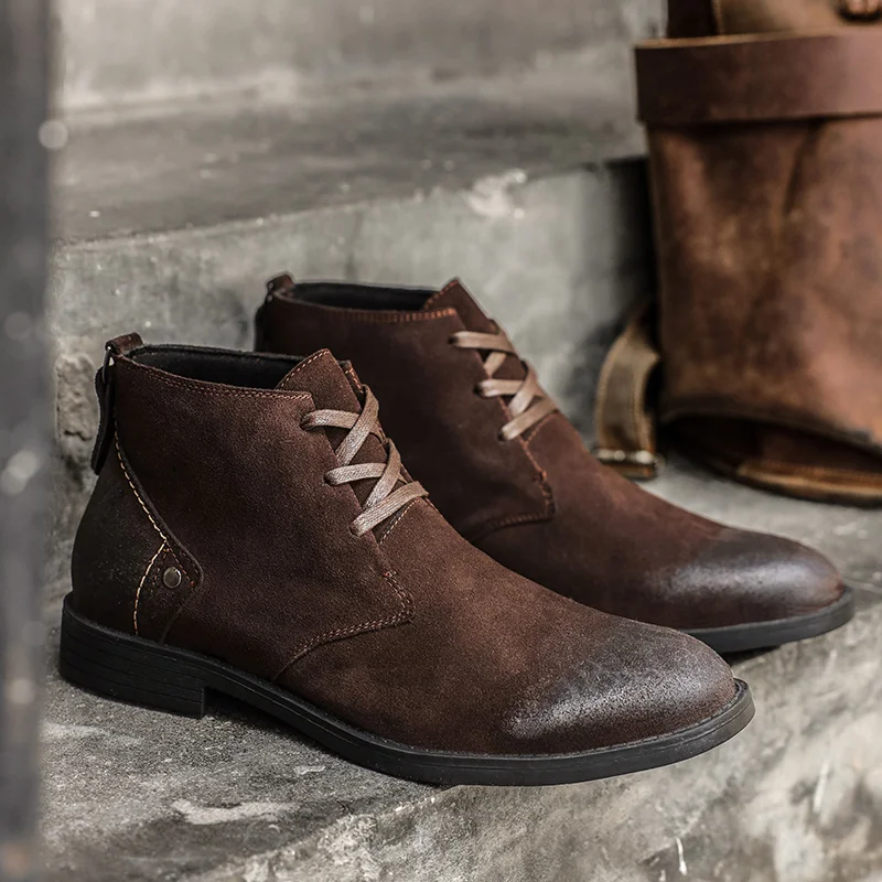 Tools Work - Neue Kuh Wildleder Stiefeletten handgemachte Vintage