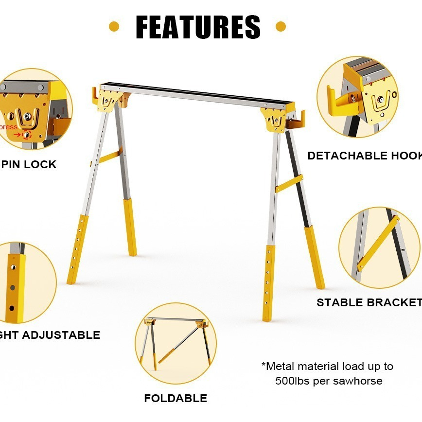 Workbench Portable Fold - Sägepferd/Sägeständer aus Metall, tragbare Werkbank aus