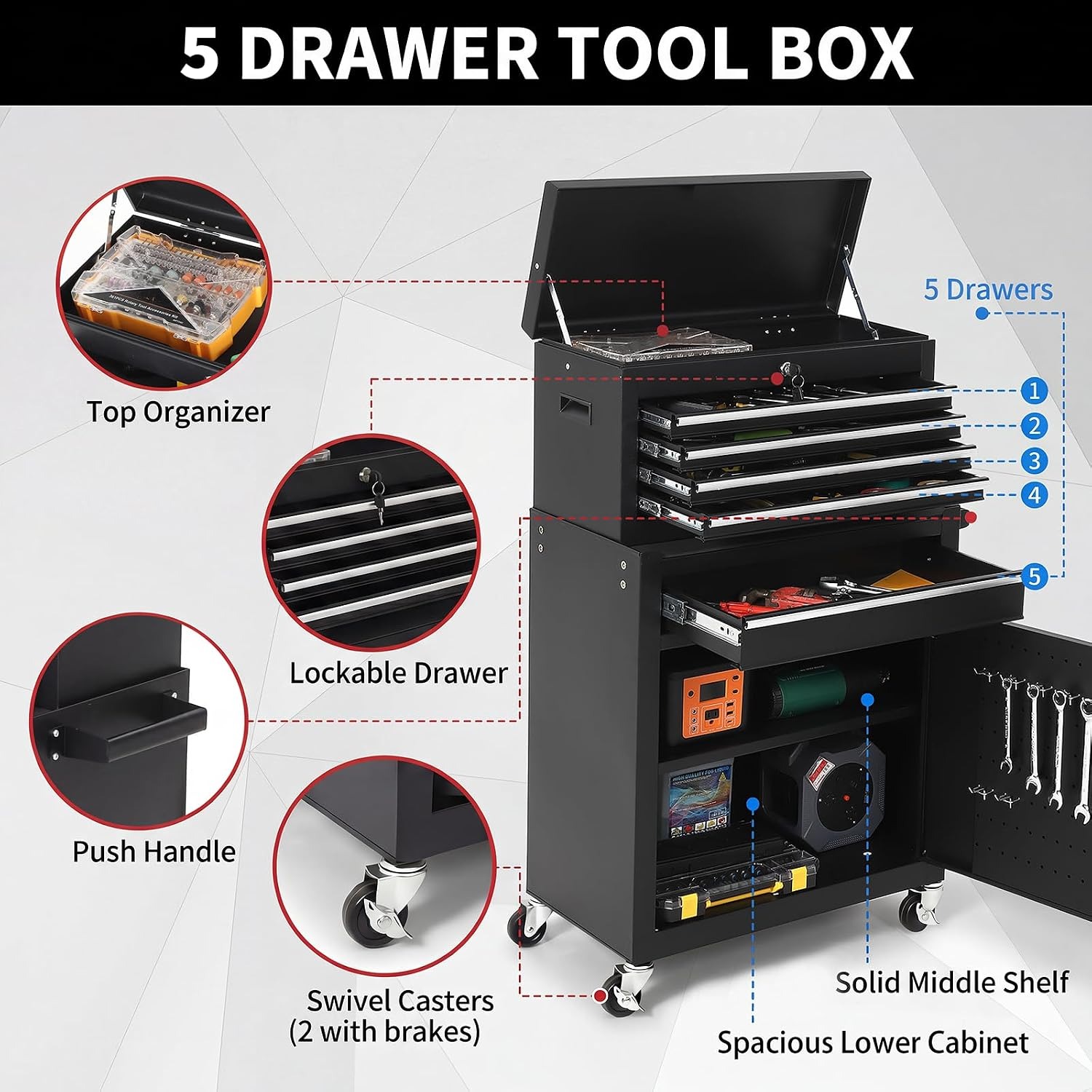5-Schubladen-Rollwerkzeugschra – Tools Trolley For Workshop Bewertung und Preis