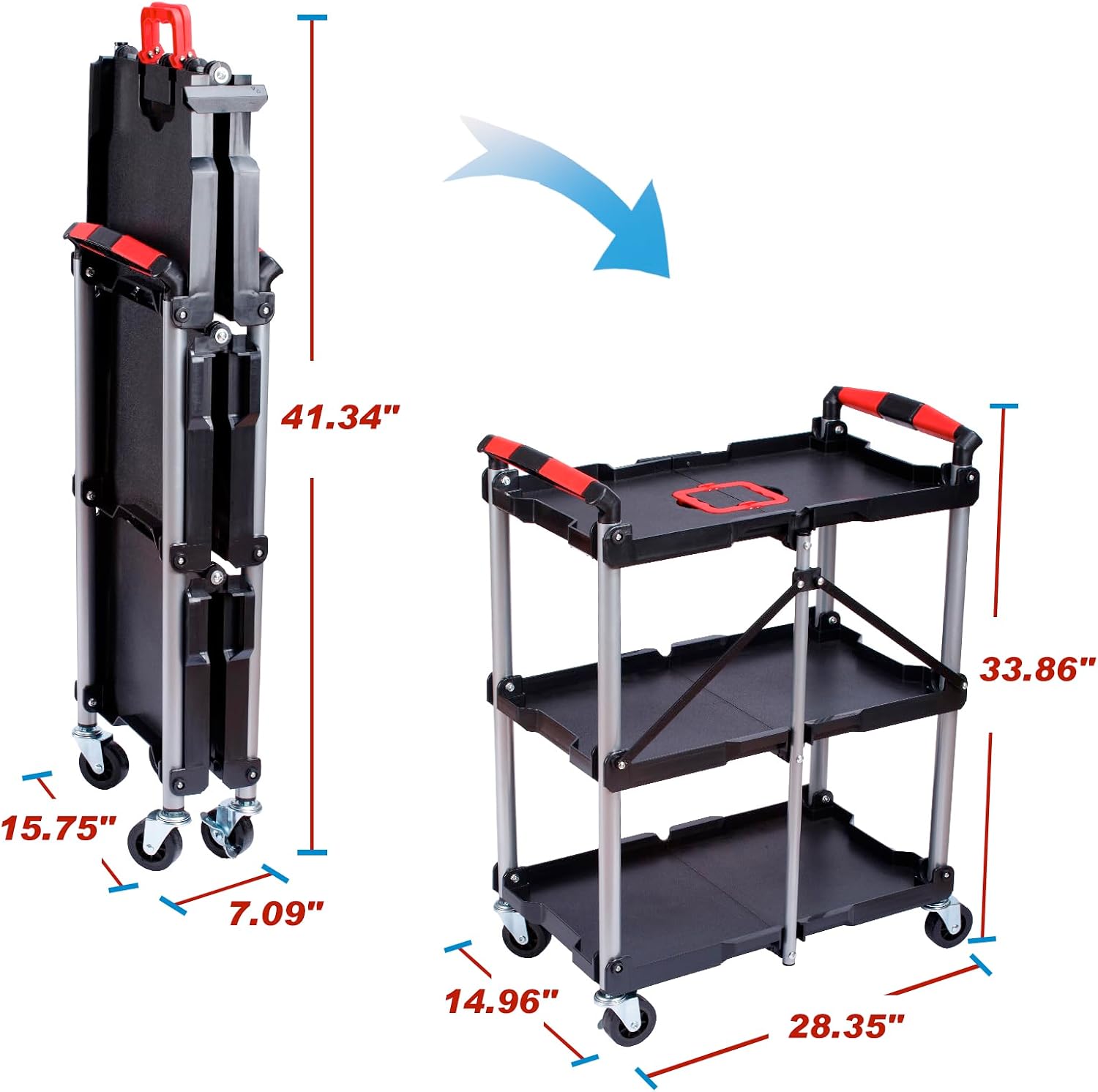 3-stöckiger faltbarer Rollwage – Tools Trolley For Workshop Bewertung und Preis