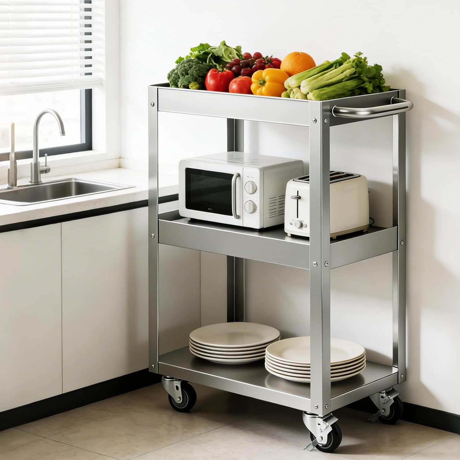 3-stöckiger Edelstahl-Rollwage – Tools Trolley For Workshop Bewertung und Preis