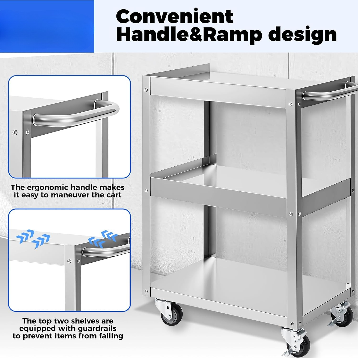 3-stöckiger Edelstahl-Rollwage – Tools Trolley For Workshop Bewertung und Preis